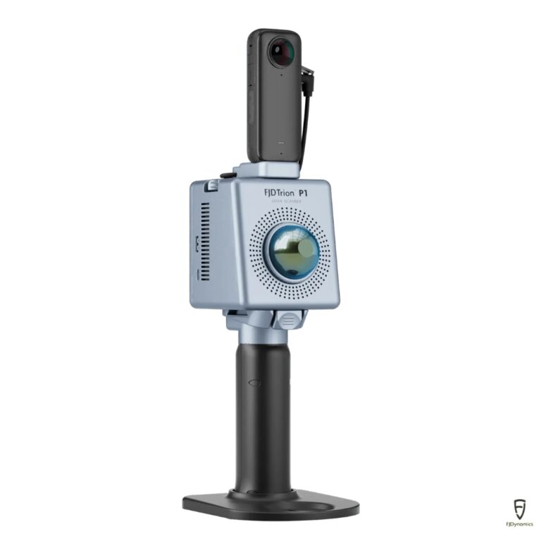 Escáner LiDAR portátil FJD Trion P1 realizando captura 3D