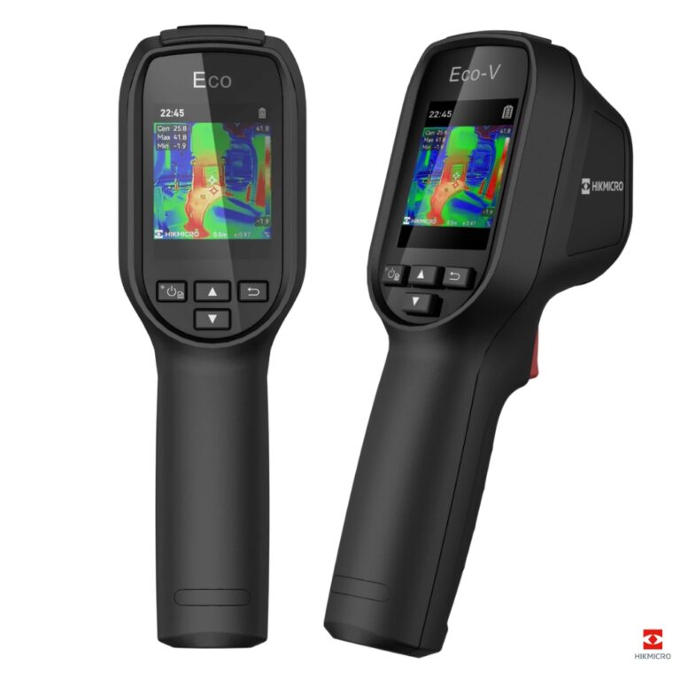 Cámara termográfica portátil HIKMICRO Eco realizando inspección térmica