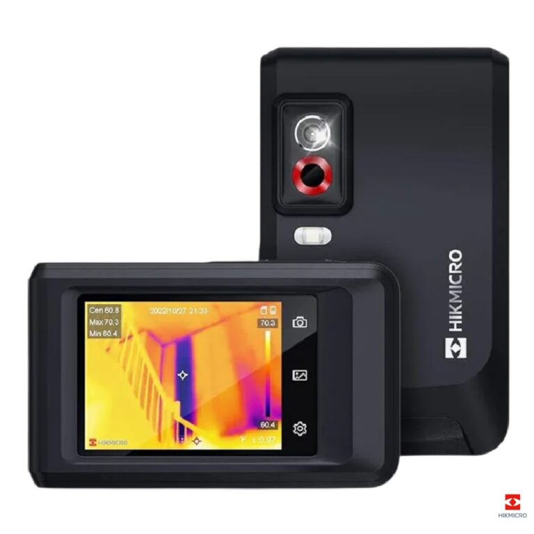 Cámara termográfica portátil HIKMICRO PocketE realizando inspección térmica