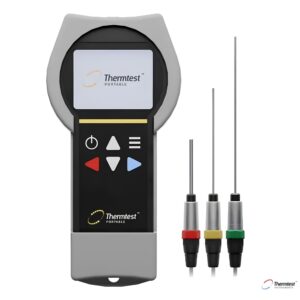 Medidor de conductividad y resistividad térmica TLS-100 realizando ensayo térmico