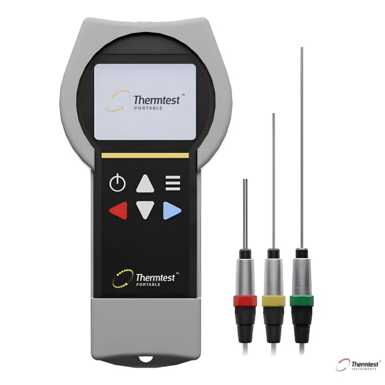 Medidor de conductividad y resistividad térmica TLS-100 realizando ensayo térmico