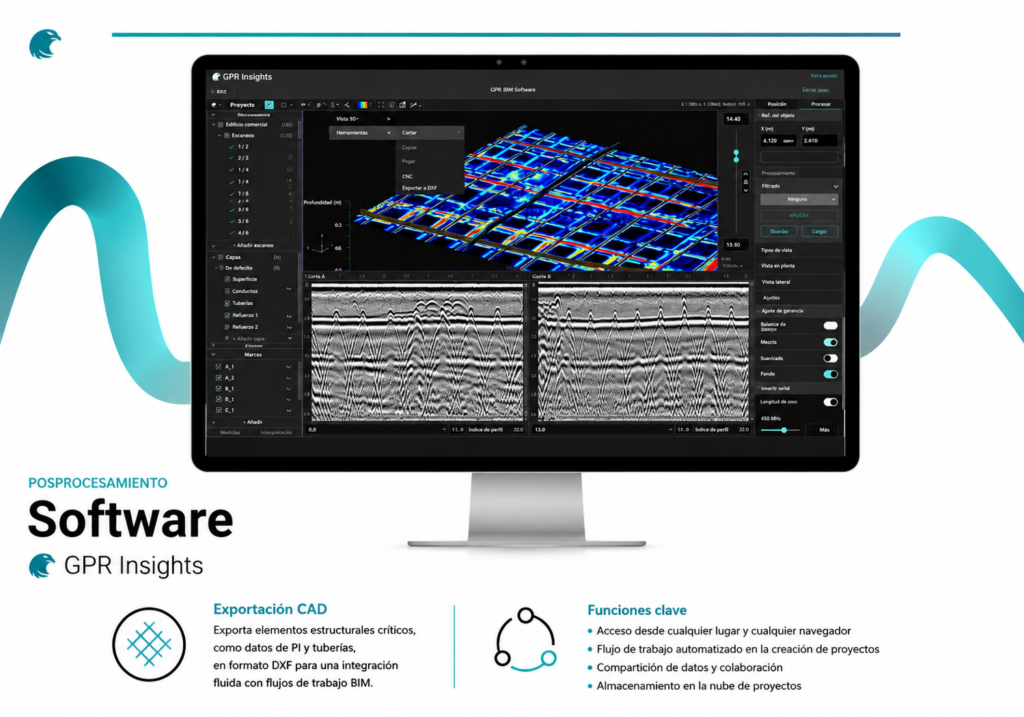 Integración CAD y BIM mediante software GPR Insights para georradar